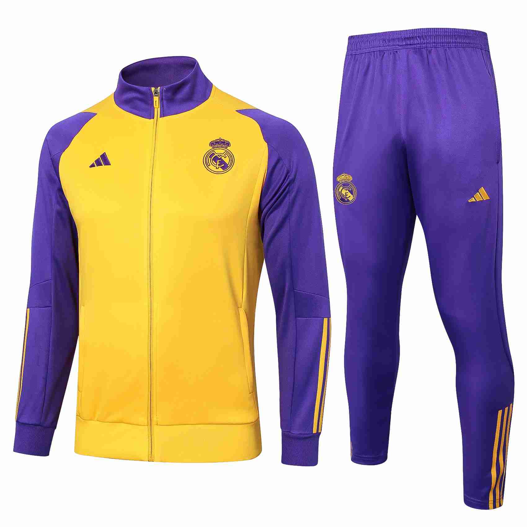 Chandal Real Madrid 2024-2025 Amarillo Purpura Survetement Real Madrid 2024 2025 Jaune Purpura
