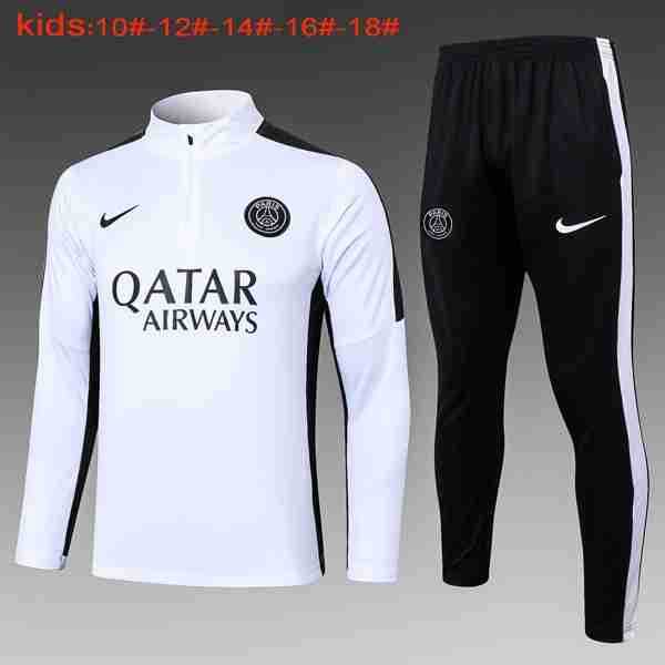 Ninos Sudadera De Training PSG 2024-2025 Blanco Sweat Entrainement Ensemble Enfant Paris Saint Germain 2024 2025 Blanc