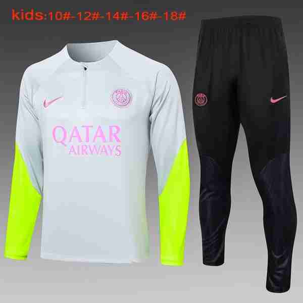 Ninos Sudadera De Training PSG 2024-2025 Gris Rosa Sweat Entrainement Ensemble Enfant Paris Saint Germain 2024 2025 Gris