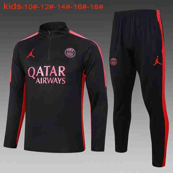 Ninos Sudadera De Training PSG 2024-2025 Negro Rosa Sweat Entrainement Ensemble Enfant Paris Saint Germain 2024 2025 Noir Rosa