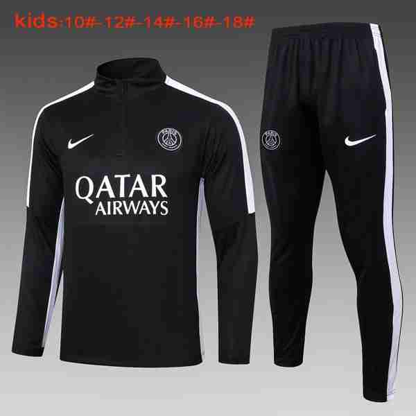 Ninos Sudadera De Training PSG 2024-2025 Negro Sweat Entrainement Ensemble Enfant Paris Saint Germain 2024 2025 Noir