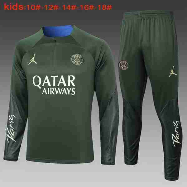 Ninos Sudadera De Training PSG 2024-2025 Verde Sweat Entrainement Ensemble Enfant Paris Saint Germain 2024 2025 Vert