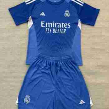 Maillot Gardien Ensemble Enfant Real Madrid 2025 2026 Bleu