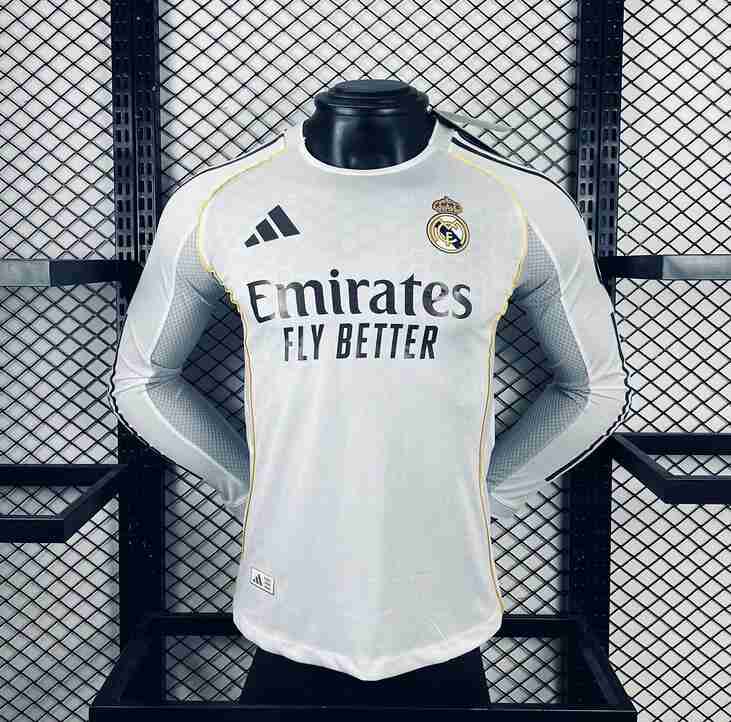 Version Joueur Maillot 1rd Manches Longues Real Madrid 2025 2026 Version Joueur Maillot 1rd Manches Longues Real Madrid 2025 2026