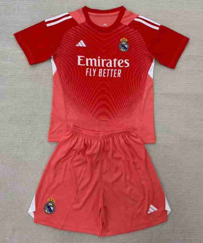 Maillot Gardien Ensemble Enfant Real Madrid 2025 2026 Rojo Maillot Gardien Ensemble Enfant Real Madrid 2025 2026 Rojo