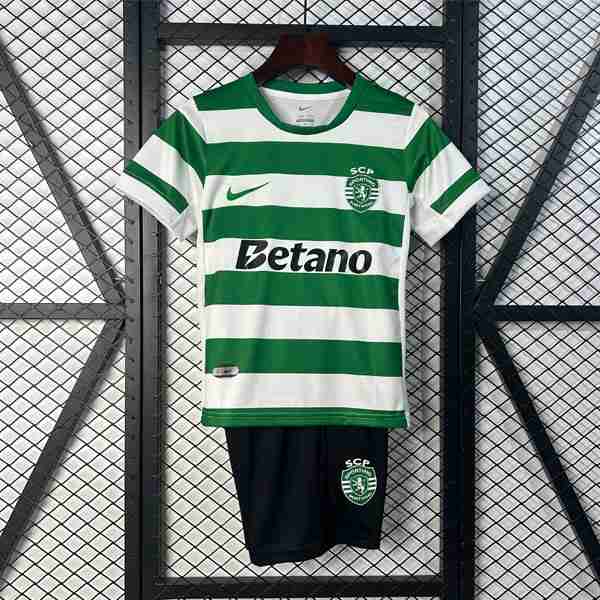 Camiseta Sporting Lisbon 1ª Niño 2025-2026 Maillot 1rd Ensemble Enfant Sporting Lisboa 2025 2026