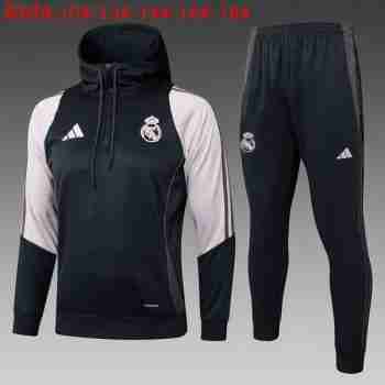 Survetement A Capuche Ensemble Enfant Real Madrid 2025 2026 Noir Rosa