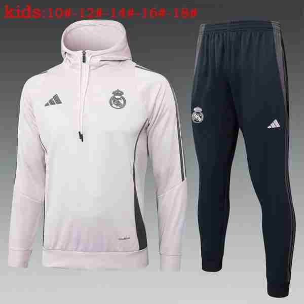 Ninos Sudadera Con Capucha Real Madrid 2025-2026 Rosa Survetement A Capuche Ensemble Enfant Real Madrid 2025 2026 Rosa