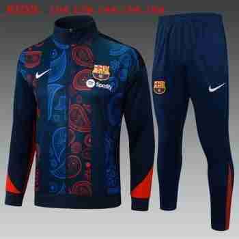 Survetement Ensemble Enfant Barcelone 2025 2026 Bleu Rouge