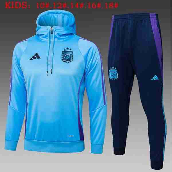 Ninos Sudadera Con Capucha Argentina 2025-2026 Azul Survetement a Capuche Ensemble Enfant Argentina 2025 2026 Bleu