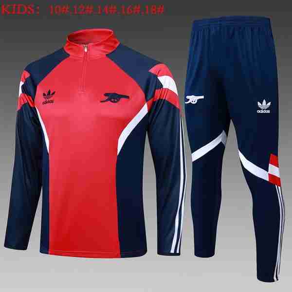 Ninos Sudadera De Training Arsenal 2025-2026 Rojo Azul Sweat Entrainement Ensemble Enfant Arsenal 2025 2026 Rouge Bleu