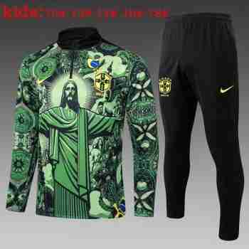 Sweat Entrainement Ensemble Enfant Brasil 2025 2026 Vert