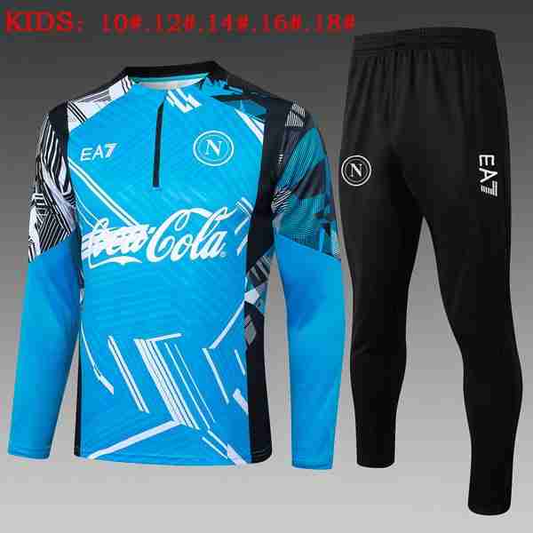 Ninos Sudadera De Training Napoli 2025-2026 Azul Sweat Entrainement Ensemble Enfant Napoli 2025 2026 Bleu