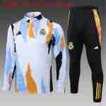 Sweat Entrainement Ensemble Enfant Real Madrid 2025 2026 Bleu Blanc