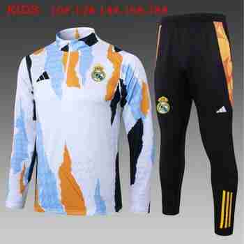 Sweat Entrainement Ensemble Enfant Real Madrid 2025 2026 Bleu Blanc