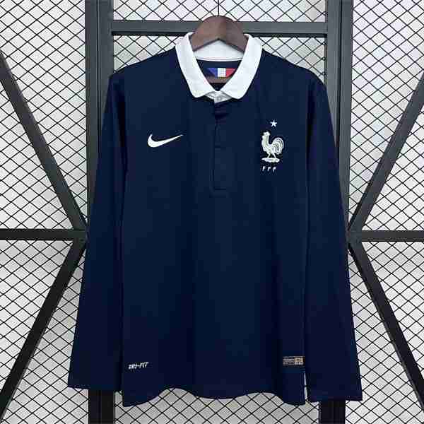 Tailandia Camiseta France 1ª Retro 2014 Thailande Maillot 1rd Manches Longues France Retro 2014